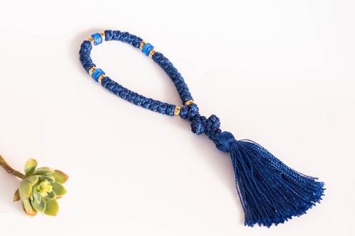 33 knots Blue Brojanica Orthodox Prayer Rope gift Eastern rosary Jesus Christmas - Picture 13 of 24