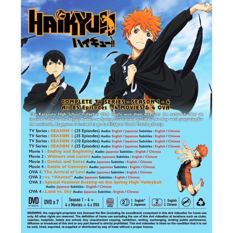 Haikyuu!! Season 1-4 Complete Vol 1-85 End+ 4 Movies + 5 OVA English Dub  Anime