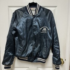 Vintage Hartwell Navy Blue Satin Jacket Adult M 38/40 Made in USA New Holland GA