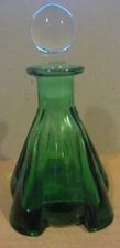 Green Crystal Perfume Bottle With  Stopper unique shape