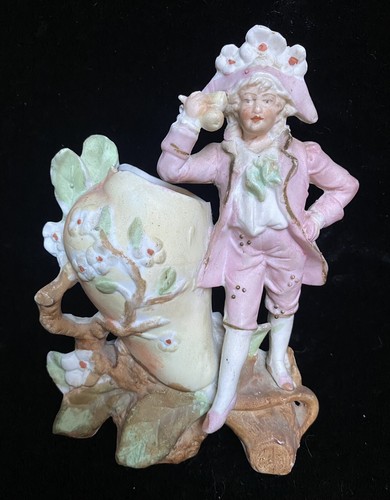 Antique Victorian French Boy Bisque Figurine Spill Vase - Picture 4 of 9