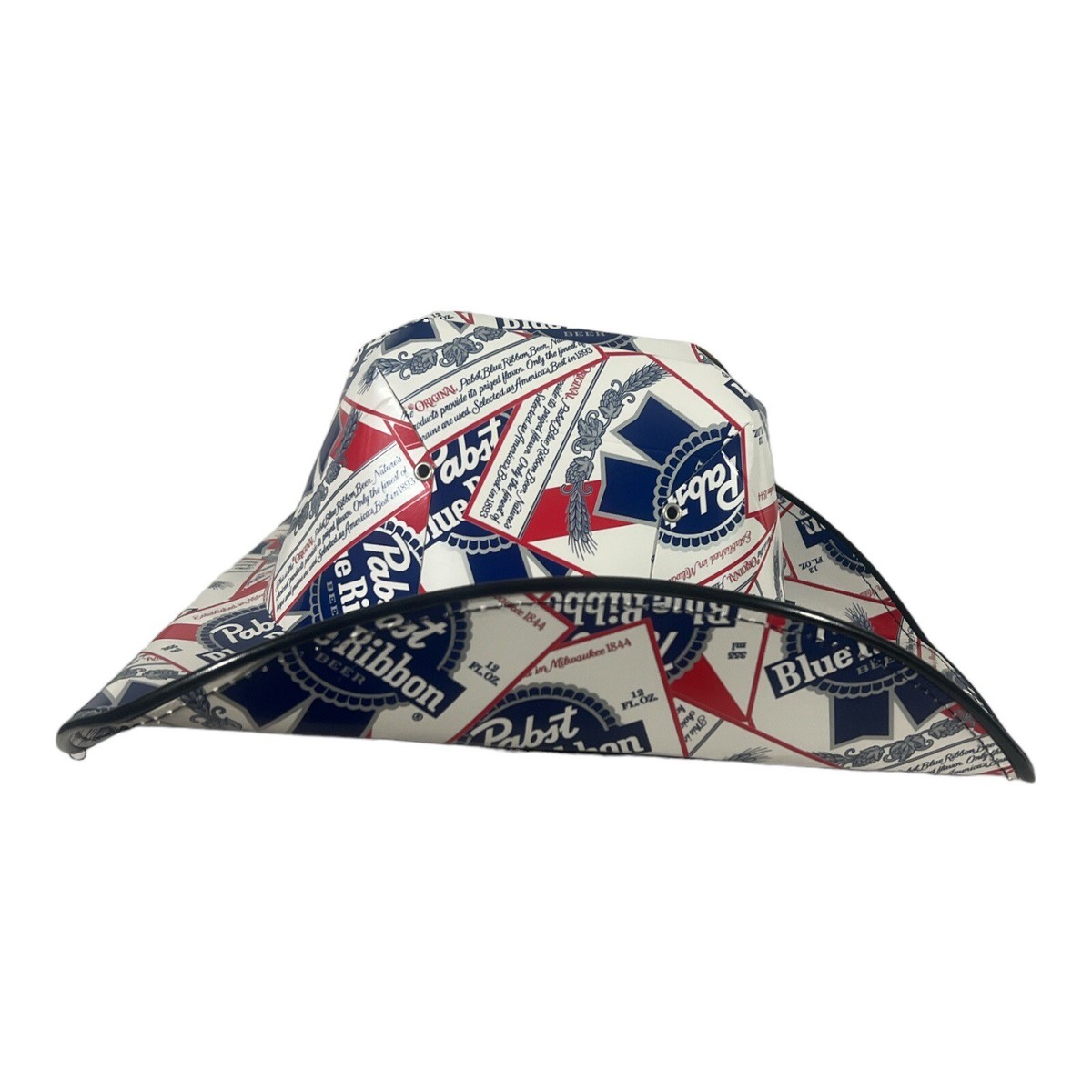 PBR Pabst Blue Ribbon Beer Cowboy Hat Cardboard & Elastic