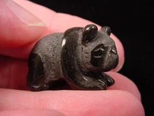 (Y-PAND-500) walking PANDA BEAR 1" BLACK ONYX stone gemstone gem figurine bears