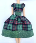 B16 CHRISTMAS HOLIDAY DRESS BARBIE HANDMADE OOAK VINTAGE SILKSTONE GREEB PLAID