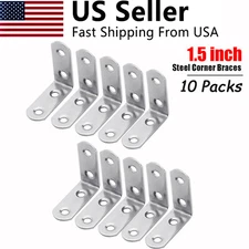10 Pcs 1.5 inch Steel Corner Braces with Screws 90 Degree Right Angle L Bracket