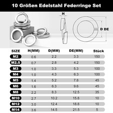 Set 600 Rondelle Elastiche Acciaio Inox DIN 127 - M2 A M12 Per Fai Da Te E Industria - Foto 8