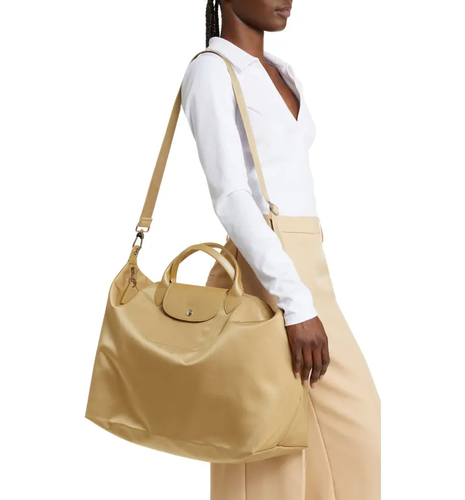 NUEVO SIN ETIQUETAS BOLSO DE VIAJE LONGCHAMP LE PLIAGE NEO NYLON BOLSO DE VIAJE DORADO GRANDE - Imagen 1 de 13