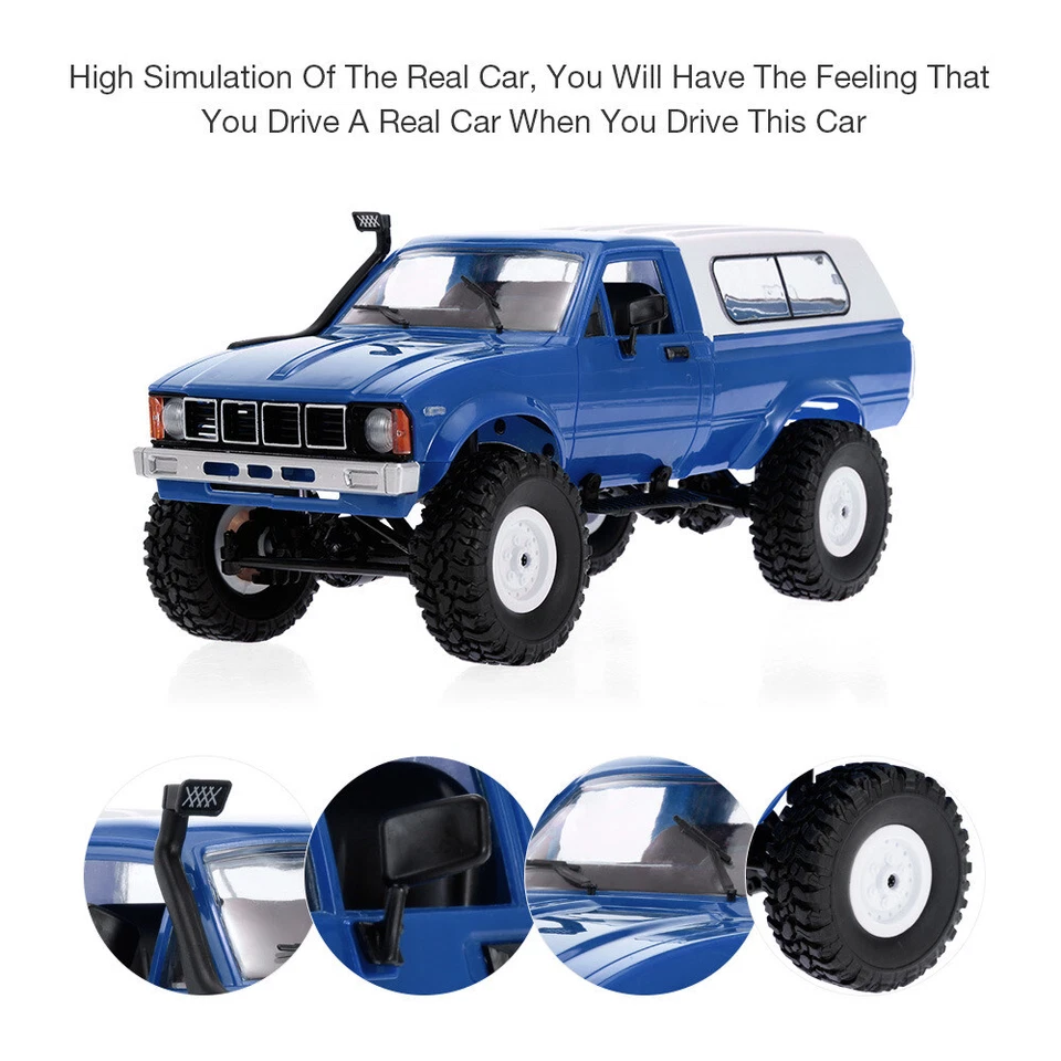WPL RC Truck C24 1:16 4x4 4WD Scale Crawler Pickup Off Road RTR Car R/C Blue - Image 2 of 4
