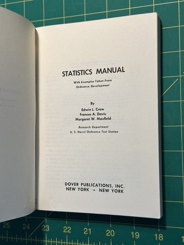 Statistics Manual with examples taken from Ordnance Development by Crow, Davis.. - Picture 5 of 6