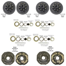 8 on 6.5" Trailer Hub Drum Kit 9/16" Studs +12"x2" Brake for 7K-8K Axle