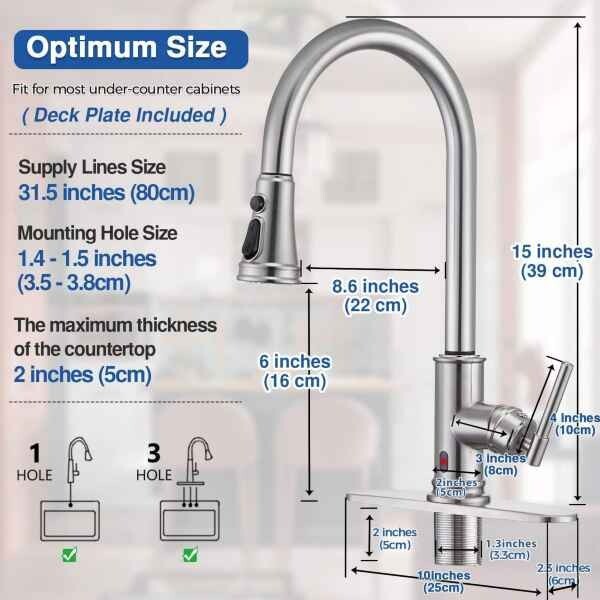 ARRISEA Touch Kitchen Faucet – Motion Sensor & Touch On/Off, Pull-Down Sprayer, 3 Functions, Deck Plate Included
