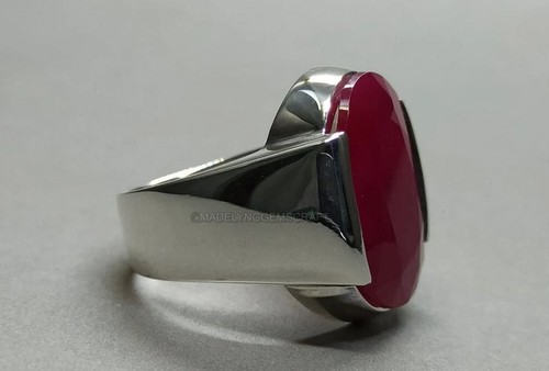 Ruby Ring For Mens Gemstone Ring Vintage Sterling Silver Ring Birthday Gifts - Picture 5 of 8