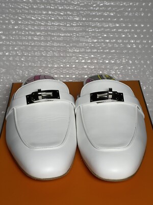 HERMES エルメス Kelly クルメドール Oz カーフスキン ミュール HERMÈS White Calfskin OZ KELLY MULES SLIPPERS Loafer shoes