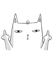 Cat Middle Finger Sticker Decal