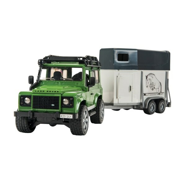 bruder land rover defender with horse trailer