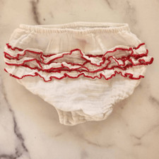 White red ruffle baby girl 24 month bloomers 100 cotton