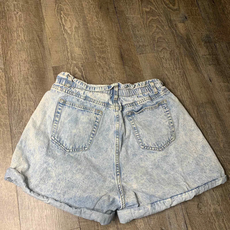 Pantalones cortos de mezclilla Missguided para mujer talla 12 azul lavado ácido botones bolsillos moscas Foto 3 de 4