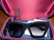 Gucci Women's Oversized Square Black Sunglasses Gray Tinted Plastic Lens