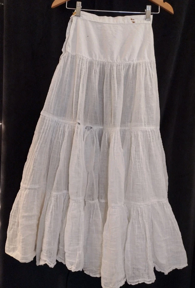 "Pátina reparable con volantes acanalados cremallera aerodinámica deslizable de algodón y lino de la década de 1940 39"" de largo" Foto 2 de 4