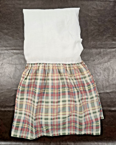 Vintage Chaps Home Full Sized Bed Skirt Wainscott Plaid Ralph Lauren Farmhouse