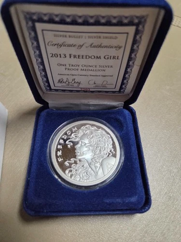 2013 Freedom Girl From Silver Bullet/Silver Shield 1 oz. Proof Medallion W/#COA