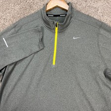 Nike Pullover Men L Gray Long Sleeve 1/4 Zip Thumbhole Running Dri-FIT Athletic