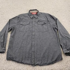 Simms Shirt Mens XL Gray Pearl Snap Long Sleeve Western Casual Outdoor Ranch A