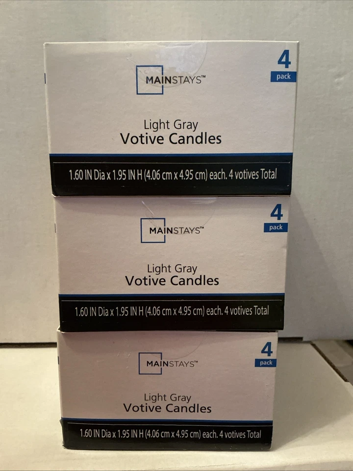 Velas votivas Mainstays, gris claro, paquete de 4 Foto 2 de 2