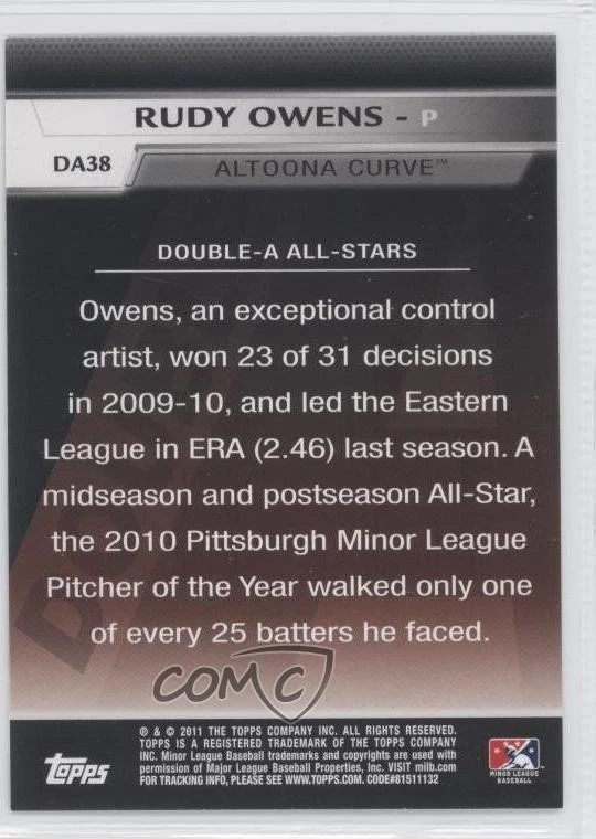 2011 Topps Pro Debut Double-A All-Stars Rudy Owens #DA38 - Image 2 of 2