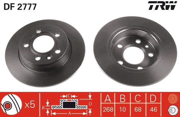2X TRW Bremsscheibe DF2777 FüR Ford VW Galaxy Seat Sharan Alhambra WGR 7M6 7M8 1-image