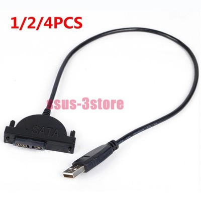 1/2/4X USB 2.0 to Mini SATA 7+6 13Pin Adapter Cable for Laptop CD/DVD ROM Drive