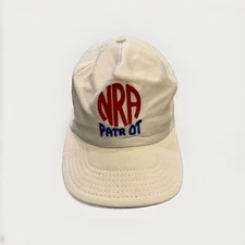 Vintage NRA Patriot Mens White Adjustable Mesh SnapBack Hat Baseball Cap USA