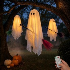 Halloween Decorations Outdoor, 3 Pack Hanging 3PACK Ghosts, White