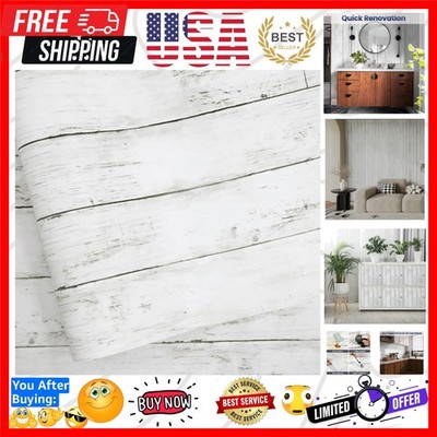 Peel and Stick Wallpaper 17.7'' X 118'' White Gray Wood Shiplap Contact Paper S...
