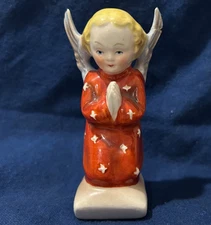 Vintage Goebel/Hummel Praying Angel Red Robe Blue Wings Blonde Old Rare