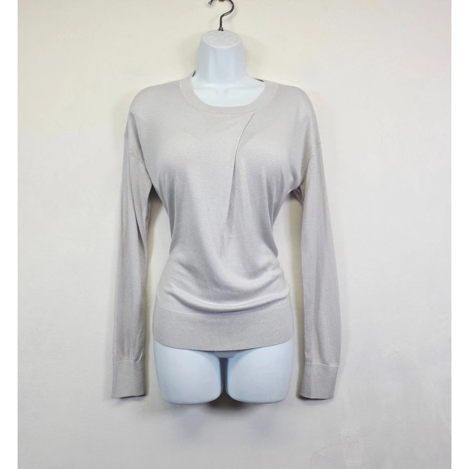 Suéter Banana Republic Mujer M Cortina Frontal Seda Cachemira Tejido Silencioso Lujo Foto 3 de 4