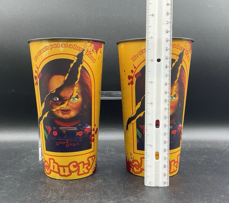 LOTE 2 - CHUCKY Taza de plástico para fiesta de terror y juego infantil 32 oz. Foto 3 de 3