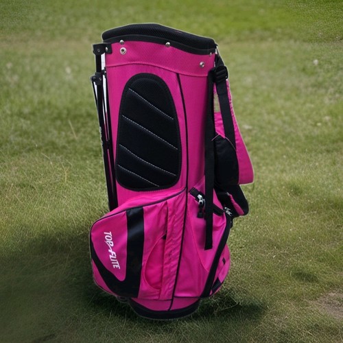 Top Flite Hot Pink Black Golf Bag Stand 7-Way Divider Rain Cover Shoulder Strap - Picture 8 of 15