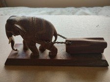 Hand carved Indian elephant - Burma teak