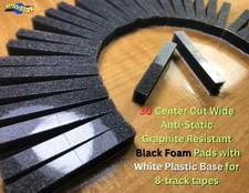 30 CC Wide AS GR Black Foam Pads White Plastic Base 8-track tape