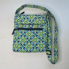 Vera Bradley Quilted Crossbody Purse Lime Green Blue Teal Adjustable Strap