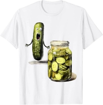 Funny Pickle Surprise A Cucumber And A Jar Of Sliced Pickles T-Shirt