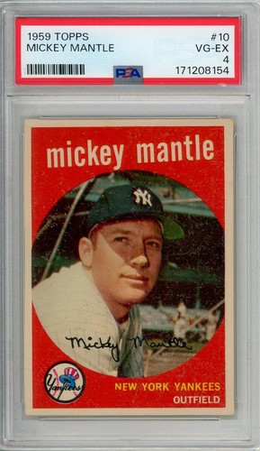 1959 Topps MICKEY MANTLE #10 PSA Grade 4 VG-EX Cond "Just Graded INVEST"