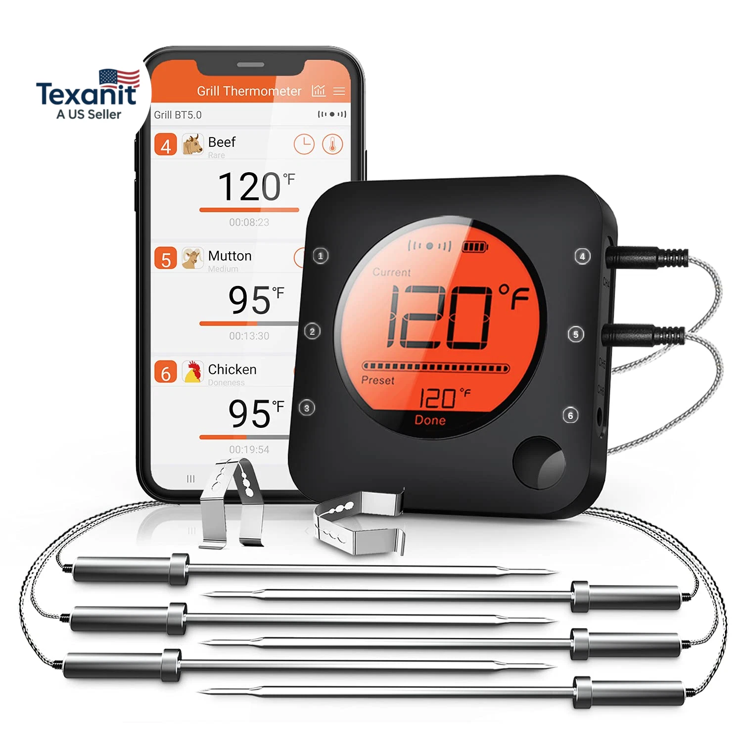 Bluetooth Meat Thermometer Wireless Meat Thermometer, Wireless Digital Grill The