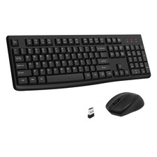 Wireless Keyboard and Mouse Combo 2.4GHz USB Plug Play Black