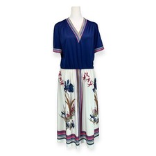 VINTAGE 1970s POLYESTER DISCO DRESS MOD PSYCHEDELIC FLORAL HIPPIE ETHEREAL BOHO