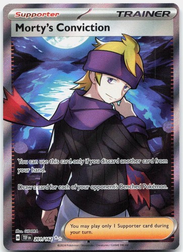 Morty's Conviction 201/162 Ultra Rare Temporal Forces Pokemon Holo Near Mint