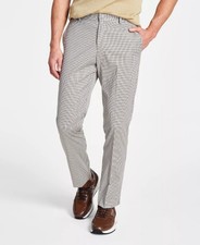 Tommy Hilfiger Men's Modern Fit Dress Pants 33 x 32 NWT TH Flex Tan Gray White