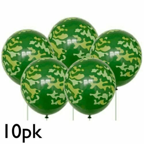 PALLONCINI MIMETICI VERDI ESERCITO 12" RAGAZZI COMPLEANNO BORSA FESTA FILLERS MILITARE - Foto 2 di 2