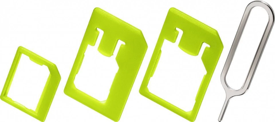 GOOBAY SIM Karten Adapter Nano Micro Normal SIM Format mit SIMKarten Slot Öffner Nadel